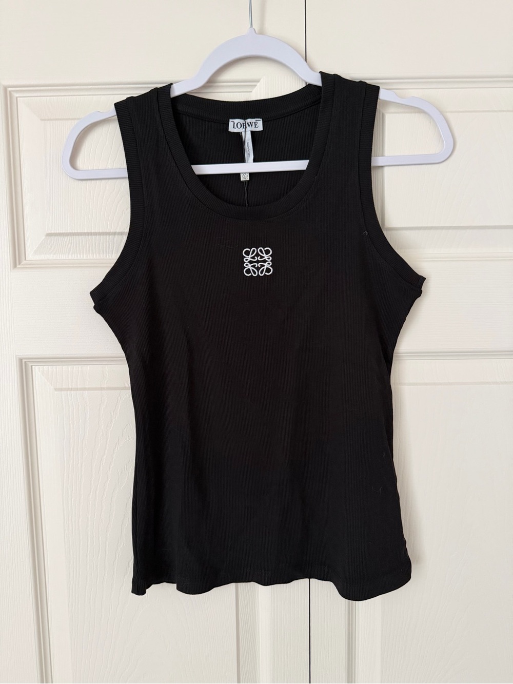 Loewe Anagram embroidered ribbed cotton tank top Black size large NWT